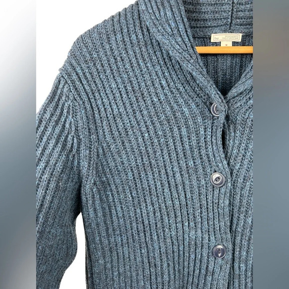 Gap blue cotton-blend cardigan, M, shawl collar chunky knit jacket Cozy Neutral - Picture 4 of 7
